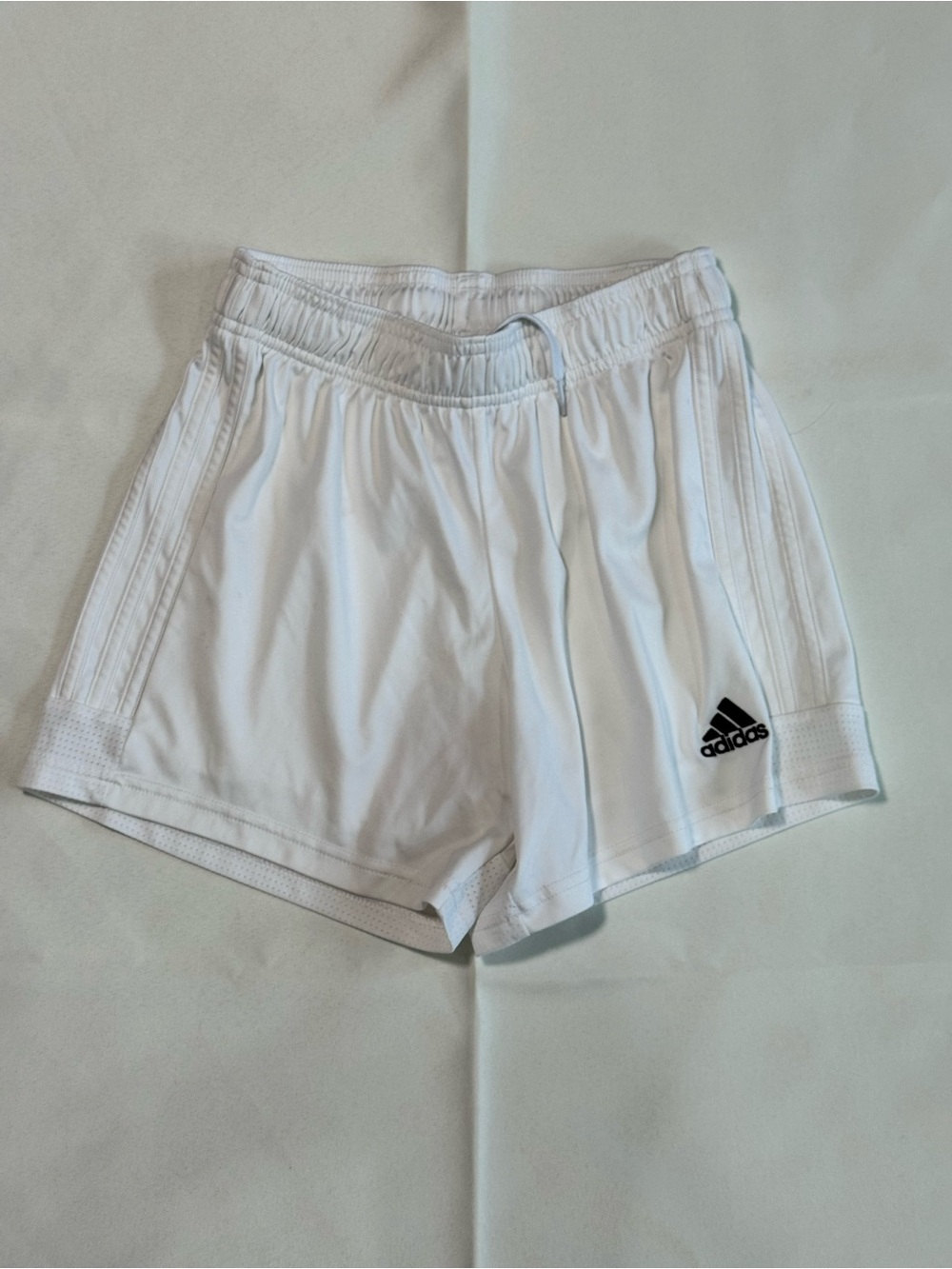 adidas White Athletic Shorts with Black Logo